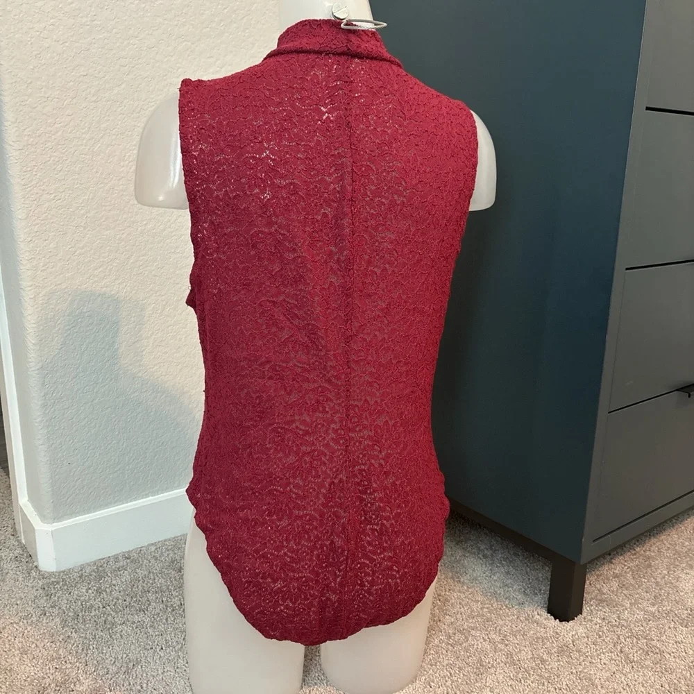 Free People Burgundy Stretch Lace body suit - Picture 2 of 4